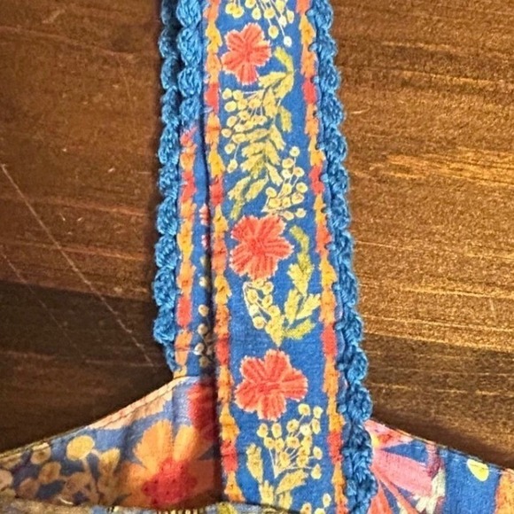 Farm Rio Stitched Garden Romper Floral Print Button Front Tie Waist Womens Small - Picture 13 of 13